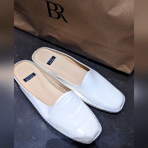 Stuart Weitzman White patent loafers